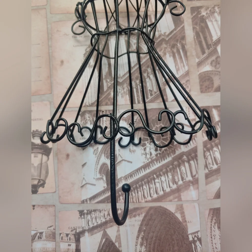 RARE Vintage 90s Fashion Dress Black Metal Hook Hanger Wall Decor Art - Picture 5 of 11